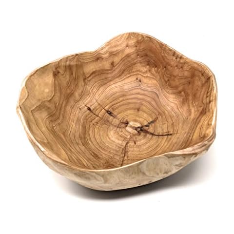 THY COLLECTIBLES Wooden Bowl Handmade Storage Natural Root Wood Crafts Bowl Fruit Salad Serving Bowls (Small 8"-10") Cover