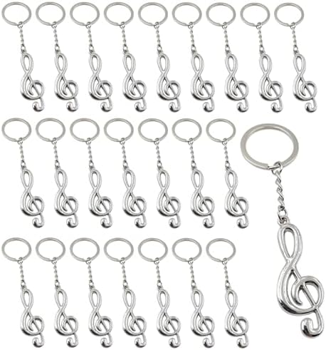 vesaneae 24 Pcs Musical Note Keychains, Zinc Alloy Music Keychain, Silver Music Symbol Key Rings Great Gifts for Music Lovers , Music Themed Party, Wedding, Birthday