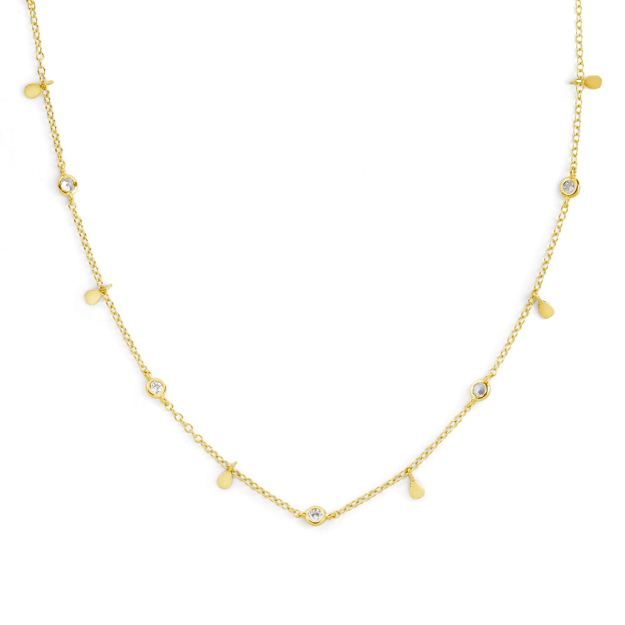 SINGULARU Collar Mini Spark Drop - Colgante en Plata de Ley 925 con Acabado Baño de Oro de 18 Kt. - Cadena de Talla Unica - Joyas para Mujer - Varios Acabados