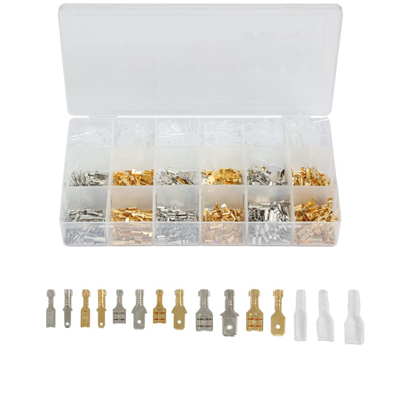 540 Stück weibliche Stecker-Crimpklemmen, 2,8/4,8/6,3 mm, elektrische Flachdraht, Stoßverbinder, Ösen, Kabelspleiß-Crimpklemmen-Set