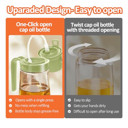 YARRAMATE 16oz/470ml Easy Refillable Oil Sprayer for Cooking, 2 in 1 Oil Dispenser for Kitchen and Oil Sprayer Bottle, Food-Grade Glass Oil Mister with Simple Open Design, Air Fryer,BBQ (Green) - Image 6