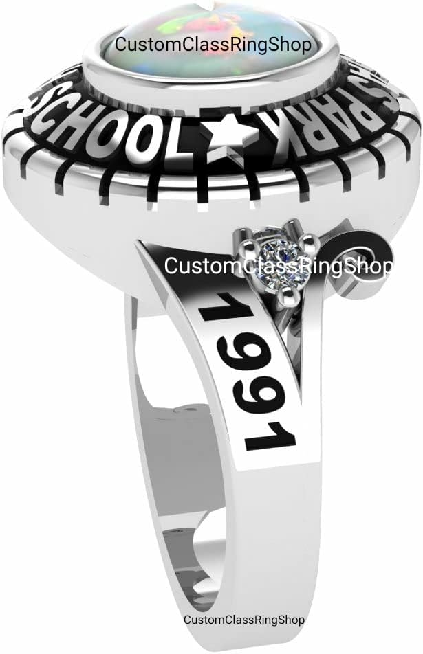 Class of 2025,2026,2027 OPAL Classring,Best Stone Custom School Class ring jewelry for woman in silver 925