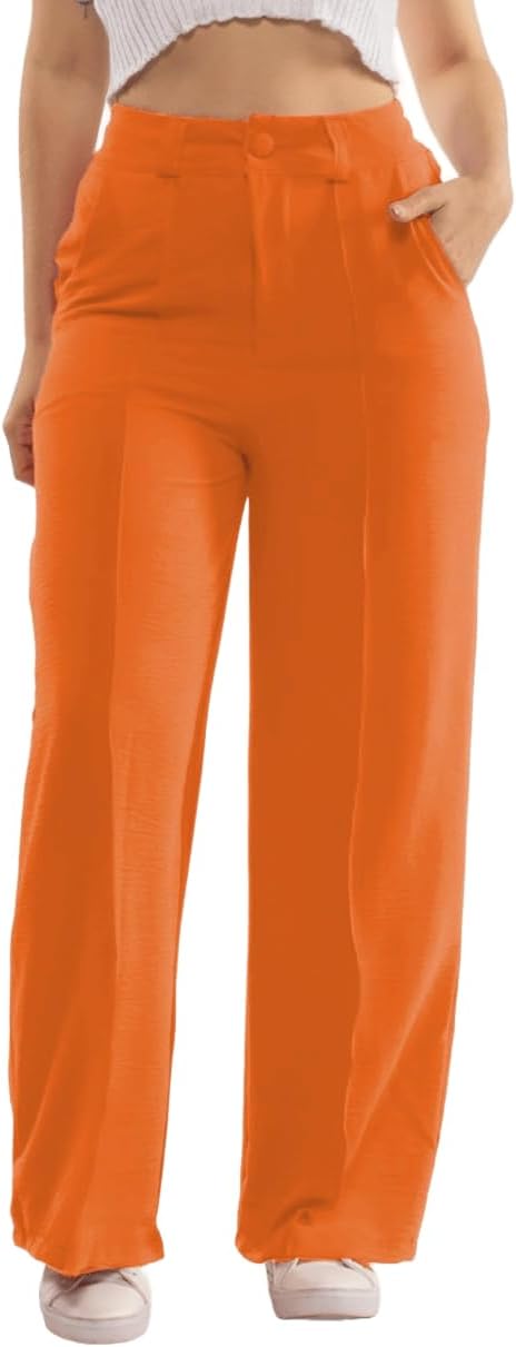 Calça Feminina de Tecido Duna – Cintura Alta, Pantalona com Bolsos e Caimento Leve CL-005