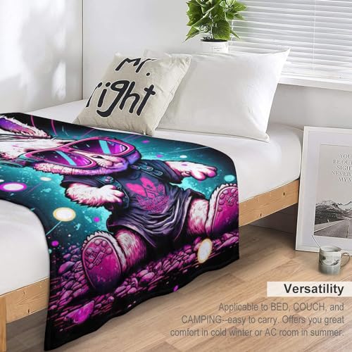Couverture en flanelle super douce plaid chaud lapin 130x180