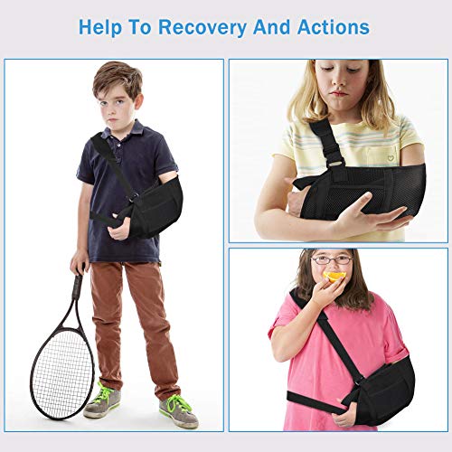 Arm Sling Support Adjustable Shoulder Wrist Elbow Sling, Stabilization for Injured Forearm Supporter Cuff Wrist Elbow Brace Immobilizer Fracture Protector for Child Kids Left and Right Hand