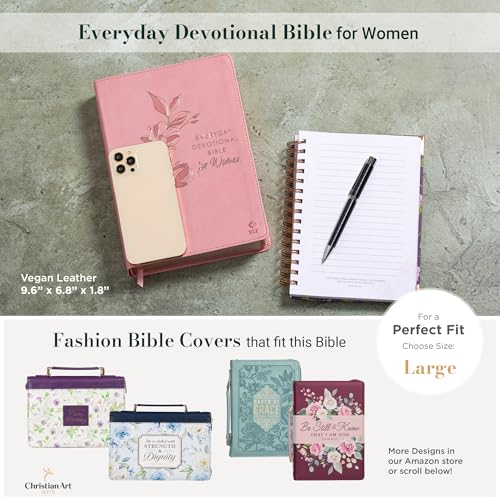Image of NLT Holy Bible Everyday Devotional Bible for Women New Living Translation, Vegan Leather, Pink, Flexible Daily Bible Reading Plan Options (NLT Womens Devo Editions)