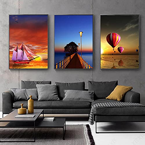 Peinture moderne pour salon décor moderne tableau navire voilier 60x90