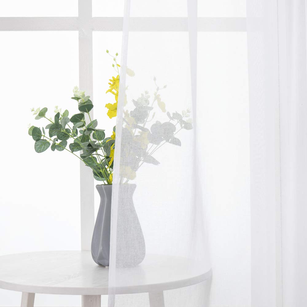 MIULEE Sheer Voile Vorhang Stangedurchzug Transparente Gardine aus Voile Vorhänge Fensterschal Transparent