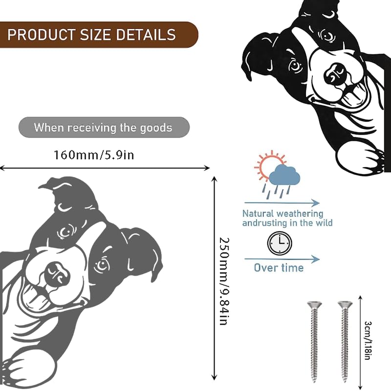 160 x 250mm Aus Rost-Metall Schwarz Rostige Silhouette Hund Dekorativer Rost Tierische Rostdekoration Tierdekoration Deko Garten Rostoptik Rostige Deko für Hofdekoration (Hund)