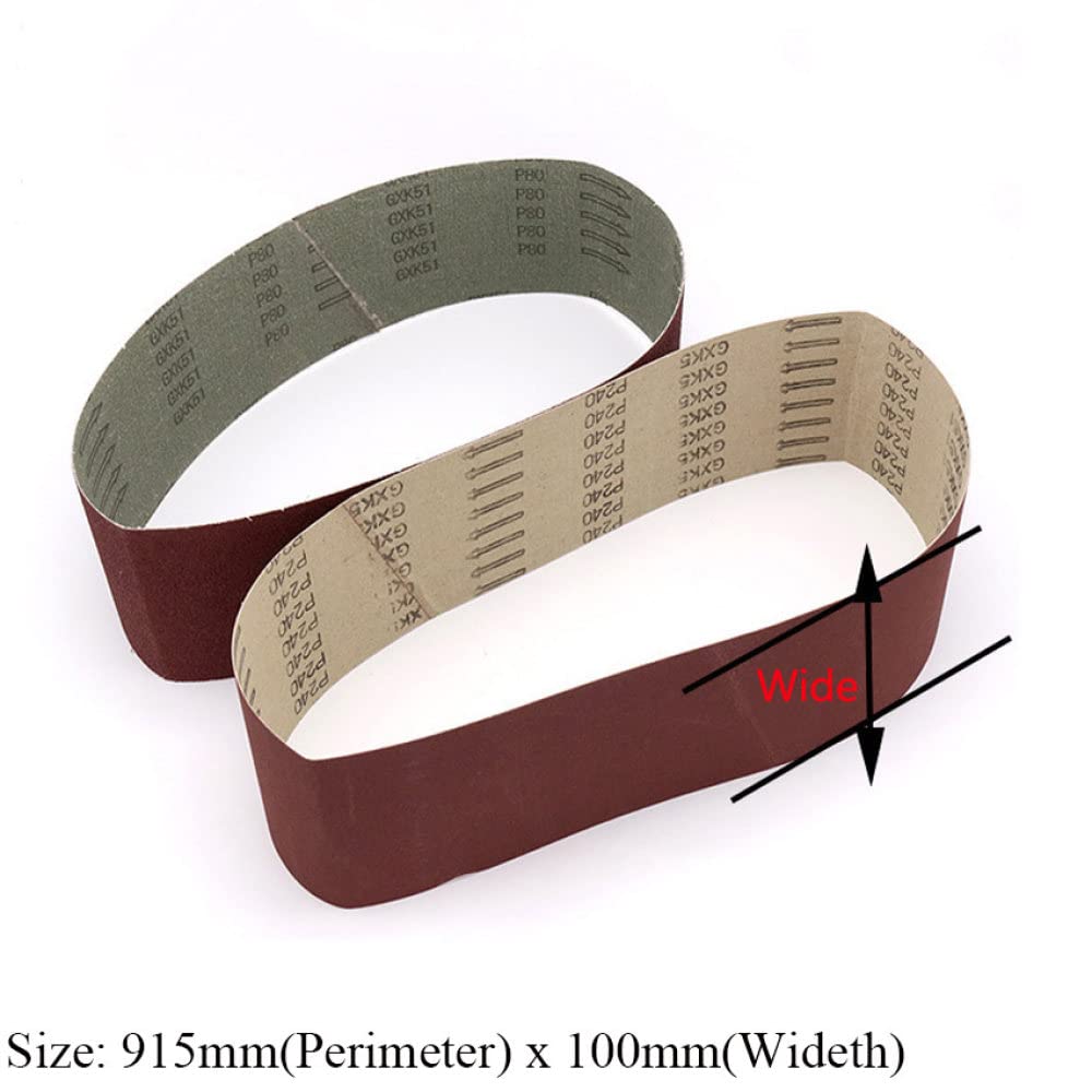 Bandas abrasivas de óxido de aluminio de 100 x 915 mm, bandas abrasivas de grano 80-400, pulido de madera (5 unidades) (120, 1 unidad)