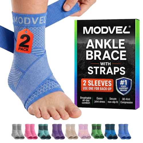 Image of Modvel Foot & Ankle Brace Socks with Adjustable Support Strap - Compression Sleeve for Sprained Ankle, Plantar Fasciitis Relief Tendonitis & Arthritis, Stabilizing Foot & Ankle Support for Women & Men