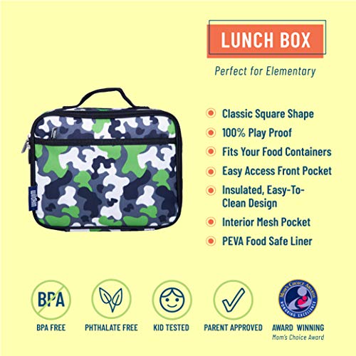Wildkin Kids Insulated Lunch Box Bag For Boys & Girls, Reusable Kids Lunch Box Is Perfect For Elementary, Ideal Size For Packing Hot Or Cold Snacks For School & Travel Bento Bags (Green Camo) #TOP1