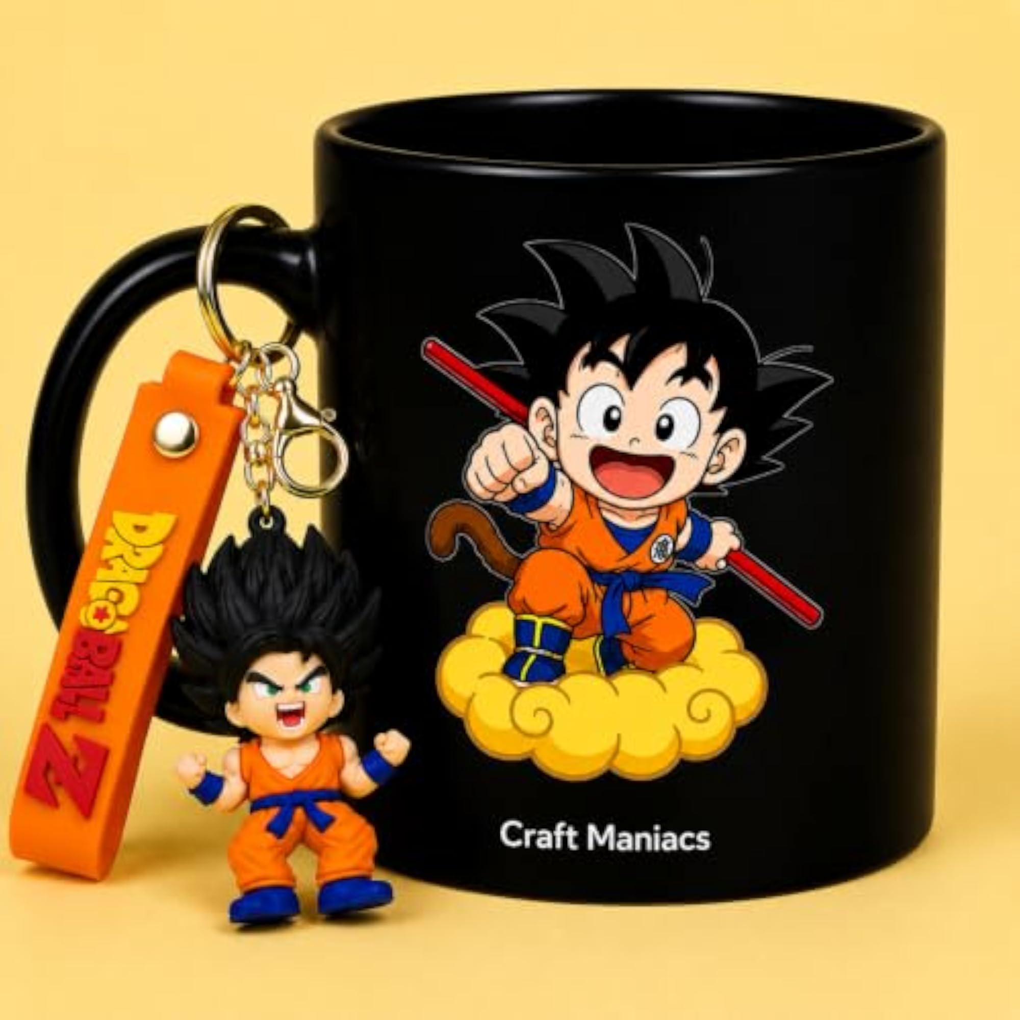 Goku Cloud Black Mug with Silicon Keychain