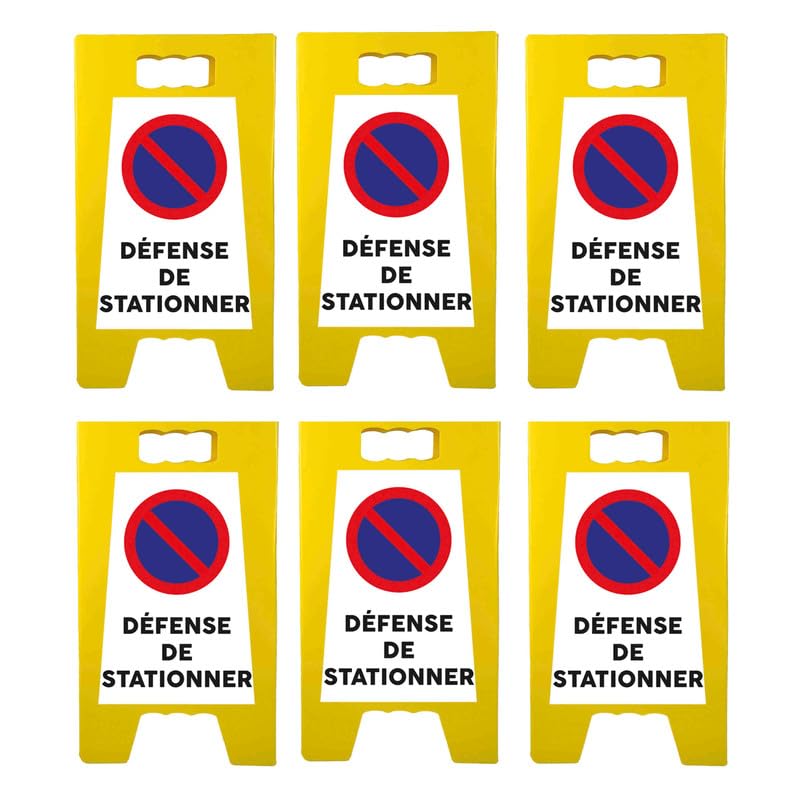 Caballete de señalización "Defensa de estacionamiento" de dimensiones 55 x 31 cm, juego de 6