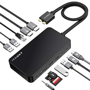 MacBook Pro Docking Station mit 100W-Netzteil, iVANKY 12-in-2 Dual 4K@30Hz USB-C-Dockingstation für MacBook Pro/Air Thunderbolt 3/4 Dock 2HDMI 2.0, 85W PD, 6 USB, 1Gbps Ethernet SD/TF Audio