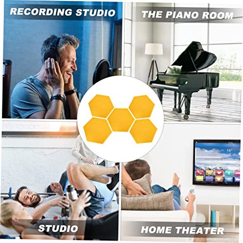 Paneles acústicos 5 piezas para reducción de ruido, aislamiento de pared insonorizante de fibra de poliéster, placas absorbentes para estudio, oficina, KTV y gimnasio adhesivas naranja miniatura 3
