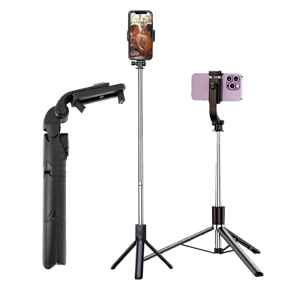 Selfie Stick Long 3-in-1 with Bluetooth Remote, Foldable Tripod Stand, Compact & Extendable Upto 70 cm / 27.5 inches Mobile Stand Holder for iPhone and Android Devices-image-17