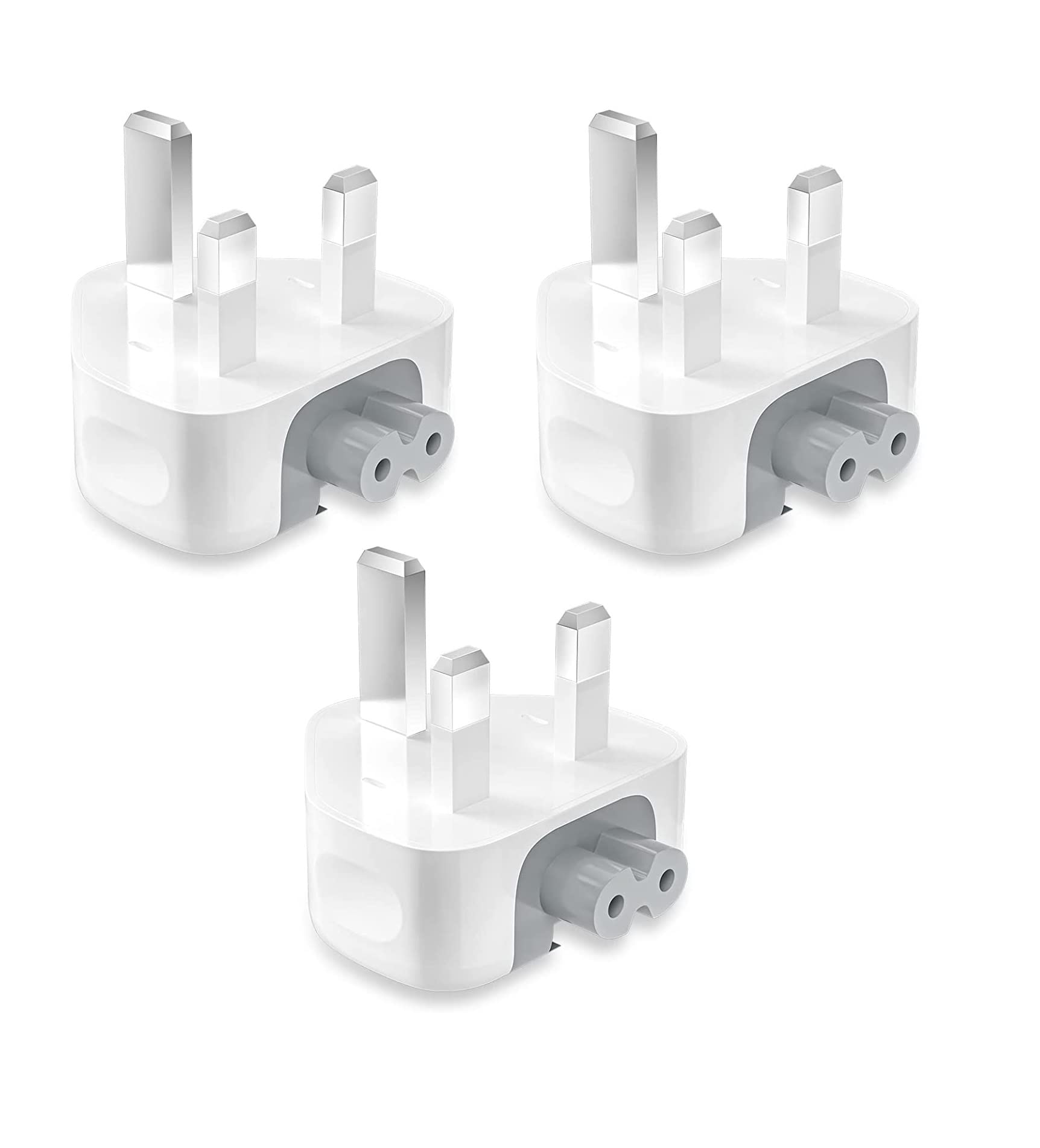 eTECH UK Plug Duck-Head Power Adapter With FUSE/UK/AC Adapter For All MacBooks USB-C Power Adapters, Replacement UK 3 Pin AC Power Adapter, For MacBook Pro/Air/Mac/i-Book/i-Phone/i-Pod, (3 Pack)