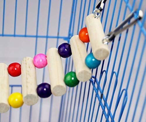 KAMA BRIDAL Bird Ladder Bridge, Parrot Nature Wood Perch Hamster Rats Climbing Ladders Swing Toys for Cockatiel Grey Parrot Parakeet Canary Northern Cardinal Budgie