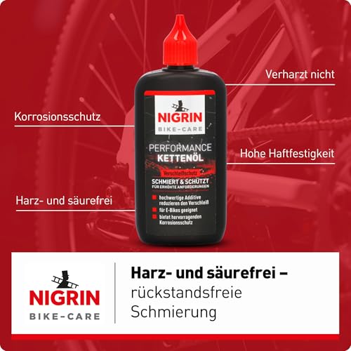 NIGRIN BIKE-CARE E-Bike-Kettenöl, 100 ml Flasche, Fahrradkettenöl, verringert Reibung, macht Fahrradketten leichtläufig – Ansicht 6