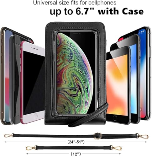 Image of Crossbody Cellphone Purse Women Touch Screen Bag RFID Blocking Wallet Handbag Shoulder Strap