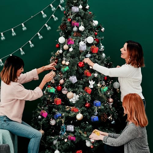 Molain 24 Stück Mini Weihnachten Geschenkbox Anhänger, Miniatur Weihnachtsdeko, 2,5CM Weihnachtsbaum kleine Geschenk-Boxen Hanging Dekorationen Party Favors Indoor Outdoor Hanging Urlaub Dekoration