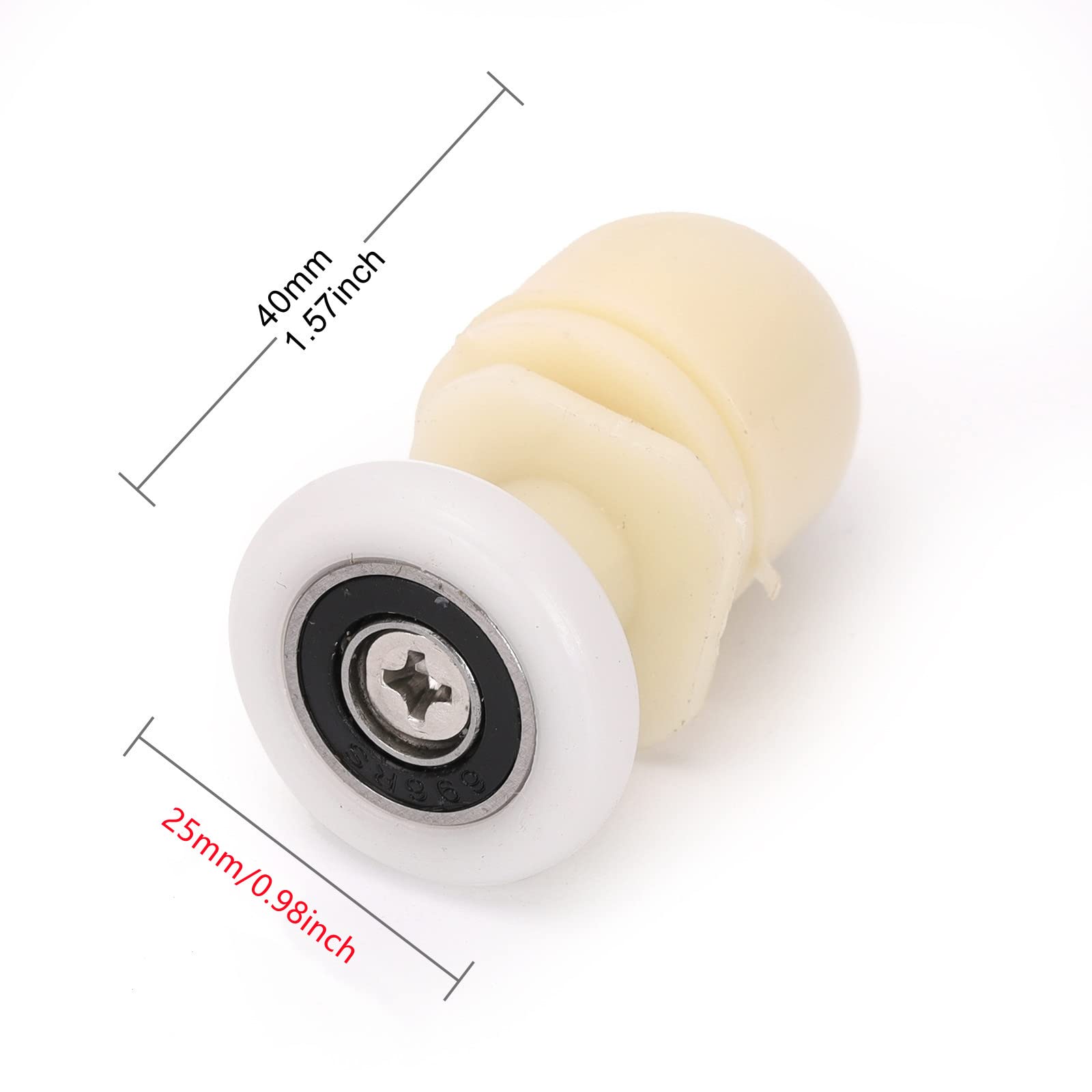 Ruimou 4Pcs Shower Door Rollers 25mm for Bathroom Bearing Pulleys/Runners/Eccentric Wheels Replacement (4, 25mm) - Image 3
