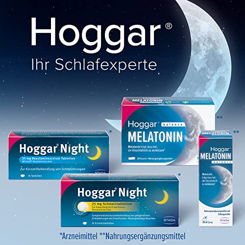 Hoggar Night Tabletten: Nicht nur einschlafen, sondern durchschlafen. 25 mg Doxylaminsuccinat Schlaftabletten für die Kurzzeitbehandlung von akuten Schlafstörungen. Gut verträglich 1 x 2 Tabletten