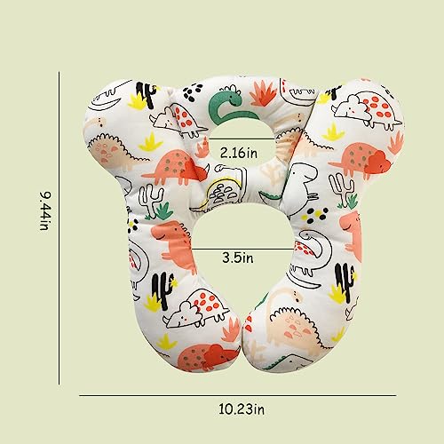 Image of Baby Travel Pillow, Infant Kid's Cushion Soft and Skin Friendly for Car Seat, Pushchair and Stroller (Red Dinosaur)