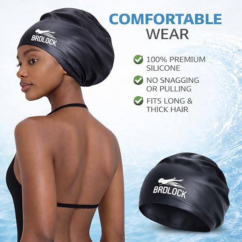 BRDLOCK Extra Large Swim Cap for Long Hair Braids Swimming Cap Adult Women - image 6
