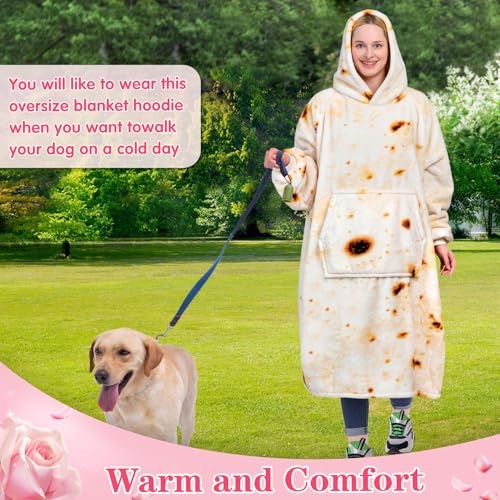 Image of Waitu Wearable Blanket Sweatshirt Gifts for Women and Men, Warm and Cozy Giant Blanket Hoodie, Thick Flannel Blanket with Sleeves and Giant Pocket - Burritos