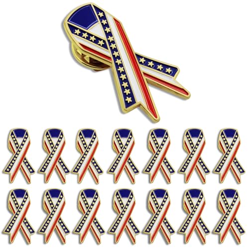 50/100/200pcs Memorial Day American Veteran Lapel PinsIndependence Day Gifts Patriotic gold Ribbon Enamel Pins for women men Clothes backpack hat Souvenir