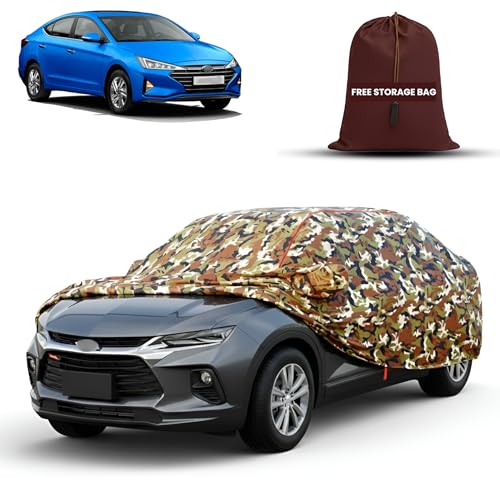 Image of MORNYRAY Car Cover for Hyundai Elantra | Fully Waterproof Car Body Cover | with Mirror & Antenna Pocket | Dustproof, Windproof & Anti-Scratch Lining, Camouflage
