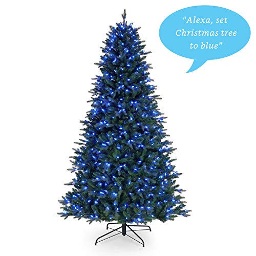 Mr. Christmas Alexa Compatible RGB Vermont Spruce LED Christmas Tree, Seven Foot Artificial Tree, 7\' – A Certified for Humans Device