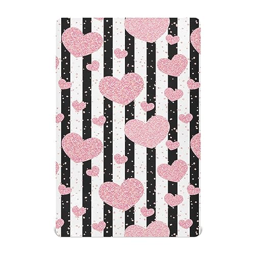 Image of Baby Crib Sheet Rose Gold Sparkling Heart Crib Mattress for Boys and Girls Playard Sheet Soft Breathable Fitted Baby Mattress Cover 52x28in