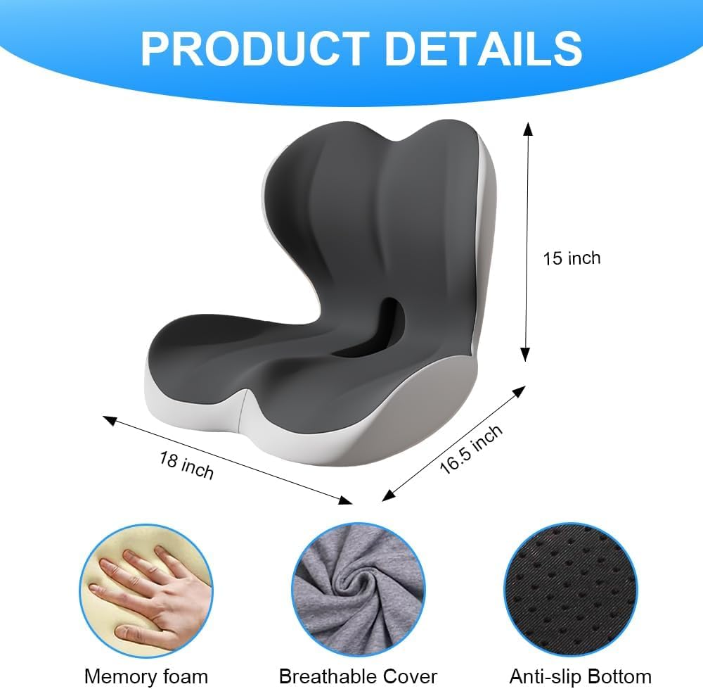 HoldOneLight Cojín con Respaldo Ergonómico, Cojín Ortopédico de Asiento con Apoyo Lateral, Acolchado Transpirable para Oficina, Coche y Uso Diario