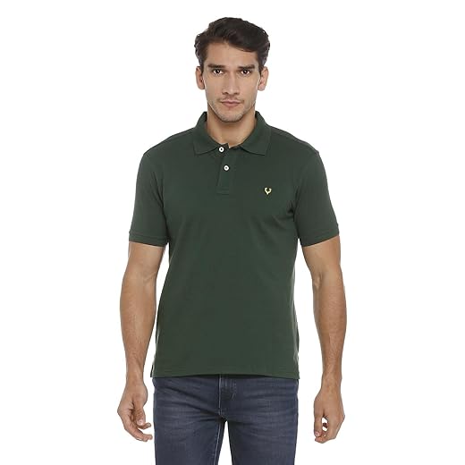 Allen Solly Men’s Polo T‑Shirt | Comfortable Rich Cotton Blend, Band Collar, Regular Fit | Stylish & Premium All Day Wear