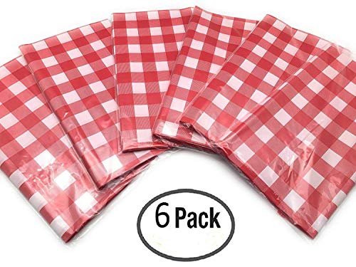 Mountclear 6-Pack Premium Gingham Checkerboard Disposable Plastic Tablecloths 54" x 108" Rectangle Table