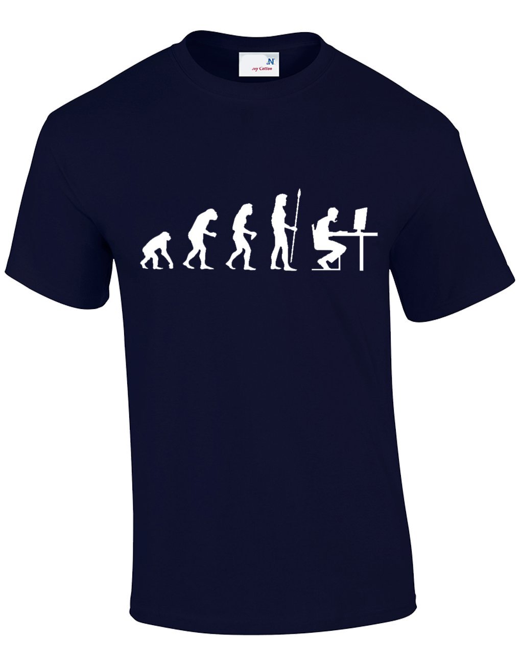 Crown Designs The Evolution of a Pc Gamer Cool Video Game Fan for Men & Teenagers T-Shirts Tops - Navy/Small