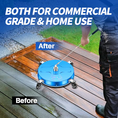 Image of LidoDola 19'' Pressure Washer Surface Cleaner with 4 Wheels - Stainless Steel Surface Cleaner for Pressure Washer Attachment for Concrete, Driveway, Patio, Sidewalk, Deck and Driveways (19 INCH Blue)