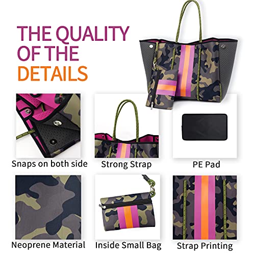 IBEE Neoprene Tote Bag for Women - Large Handbag, Beach and Pool Tote, Foldable2