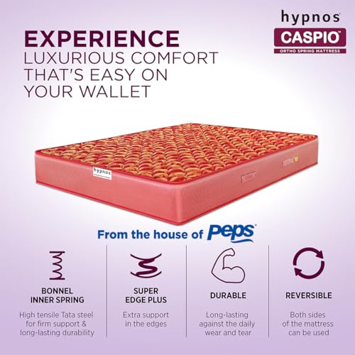 Image of Hypnos Caspio Ortho 6 Inch Medium Firm Queen Size Bonnell Spring Mattress Maroon (80X66X06)