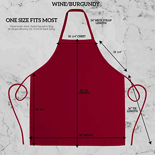 Image of GREEN LIFESTYLE 12 Pack Professional Chef Apron - Grilling Aprons for Men, Waterproof Cooking Apron for BBQ, Work or Restaurant Use, Kitchen Aprons for Women - Burgundy, No Pockets