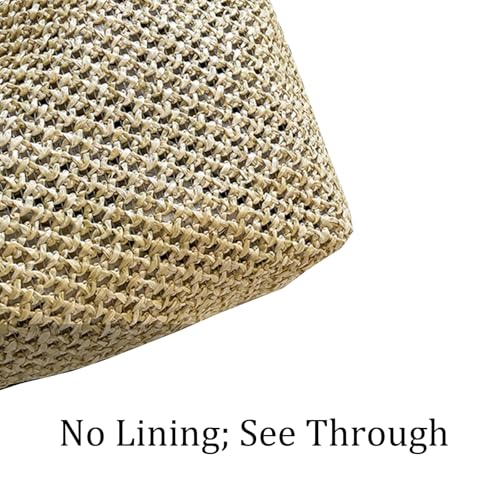 Bolso tote de paja tejida para verano y playa, estilo hobo con asas de cuerda de PU, sin forro miniatura 6
