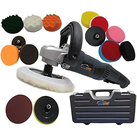 Powerstorm® Car Polisher Buffer Sander with Carry Case Plus 15 Car Polisher Heads DELUXE PLATINUM Pack Fantastic Value Cover