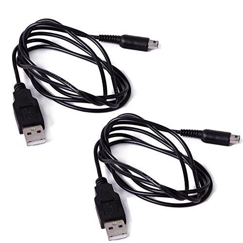 HDE 2 Pack USB Charger Power Cable for Nintendo 3DS XL, 3DS, 2DS, DSi XL, DSi, New 3DS XL