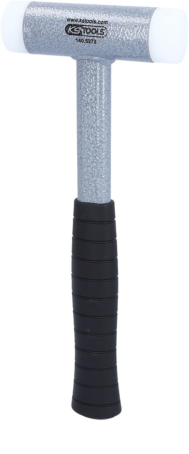 KS Tools 140.5272 Mazzuola, Antirimbalzo, con Manico Tubolare in Acciaio Stabile e Robusto, Teste Intercambiabili in Resistente Polia mmide Antischeggia Peso 590 G, 295 mm