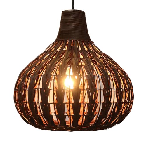 Luminaire suspendu creux en forme de cage en rotin avec plafonnier