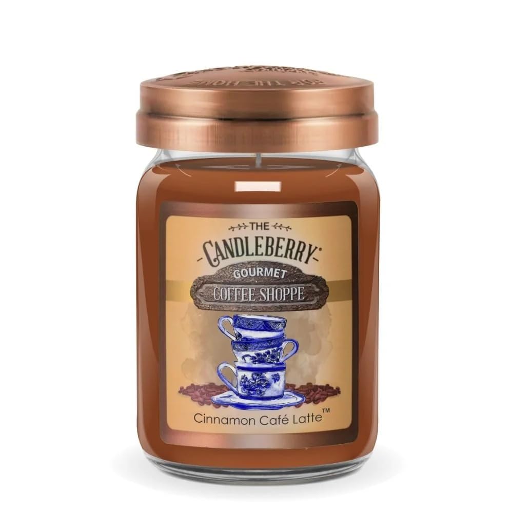 Candleberry Candles | Cinnamon Cafe Latte™ Candle | Large Jar, 26oz | Highly Scented, Long Lasting & Made in The USA