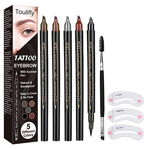 eyebrow tattoo pen tattoo augenbrauenstift waterproof long lasting microblading eyebrow tattoo bleistift mit fork tipp tattoo eyebrow pen fur naturlich augen make up amazon de beauty